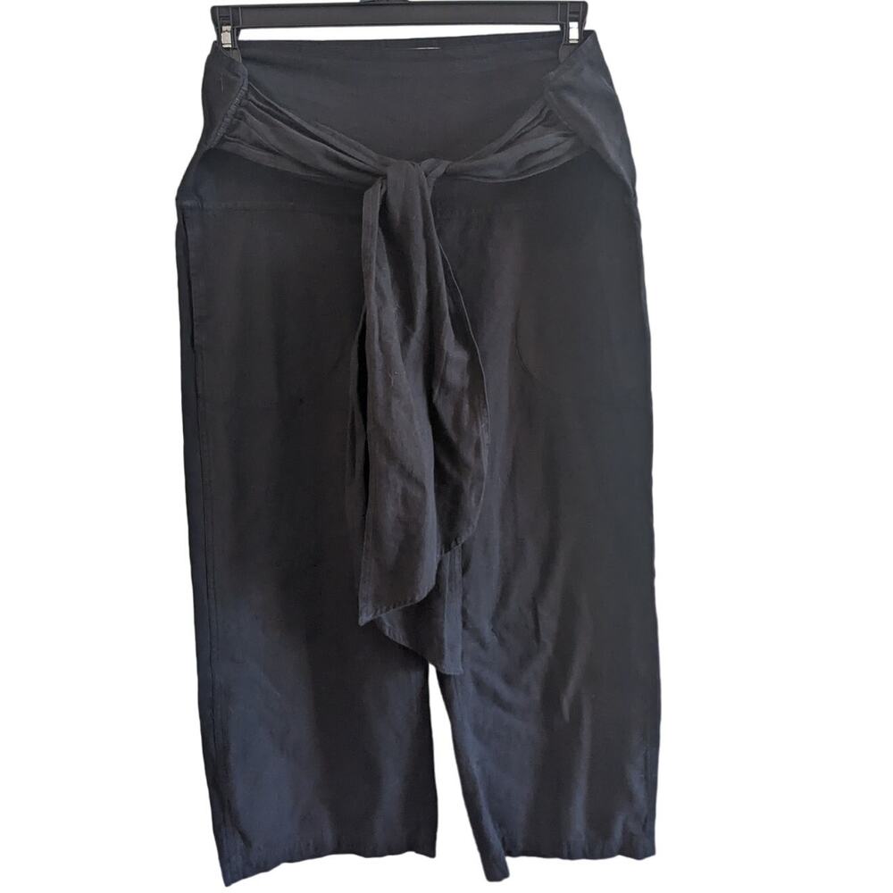 matta Black Cotton Tie Waist Culottes XS
